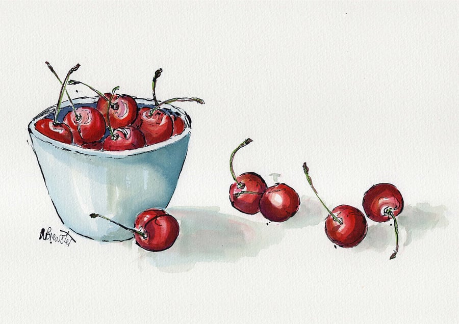  Bowl of cherries print