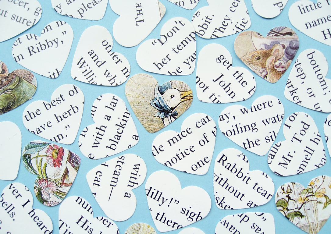 Beatrix Potter Heart Confetti - Baby Shower, Birthday Party, Christening Decor