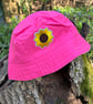 Pink and sunflower bucket hat with sunflower motif