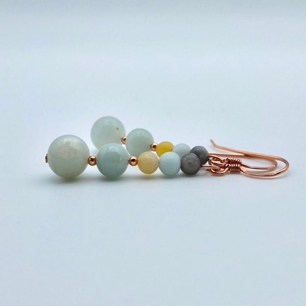Amazonite & Copper Earrings, Birthday, Anniversary, Gemstone Jewellery Gift