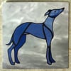 Greetings Card - Stained glass 'Blue Whippet'                           