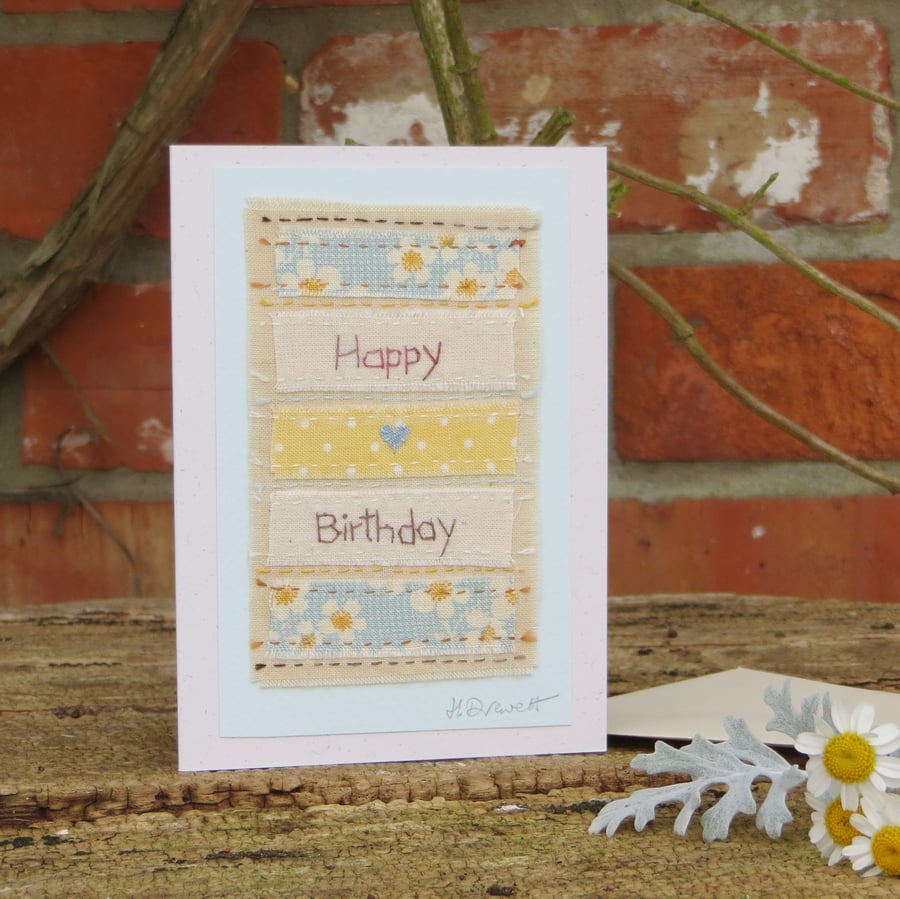 Hand-stitched birthday card full of homespun charm for someone special!