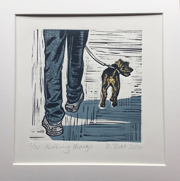 'Walking Margo' Linocut Print