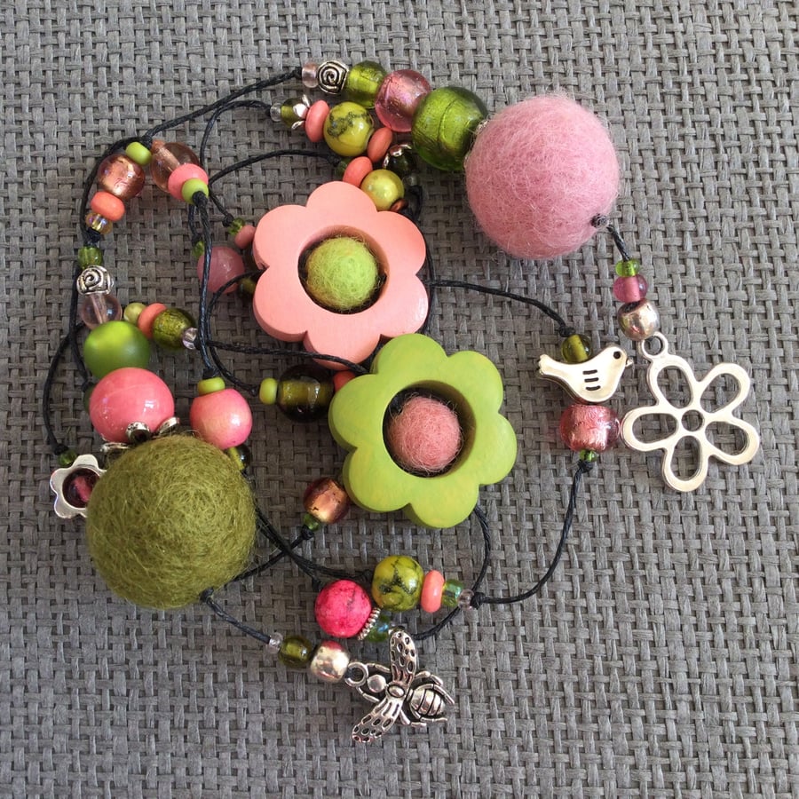 “Apple Blossom”  lariat necklace