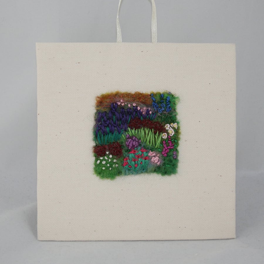 Summer Border Art - Needle Felt/Embroidered Plaque