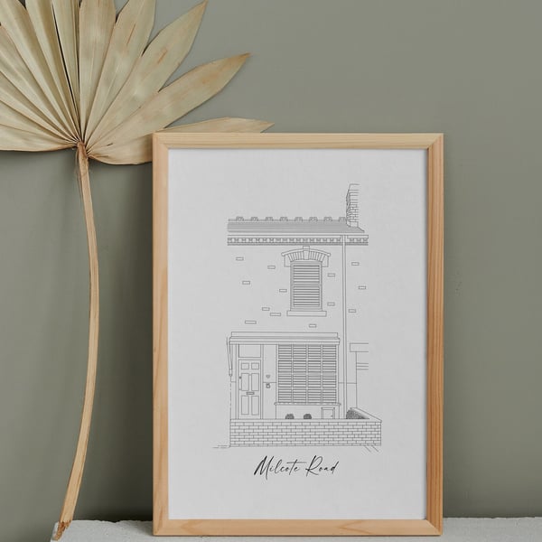 New Home print - House Illustration - Personalised House Illustration