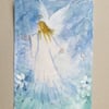 original art watercolour angel painting ( ref F 618.A4 )