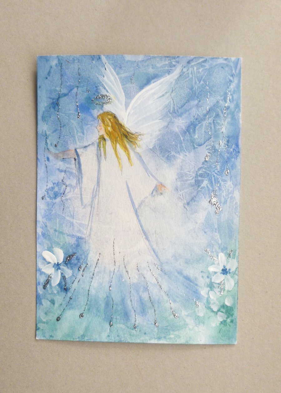 original art watercolour angel painting ( ref F 618.A4 )