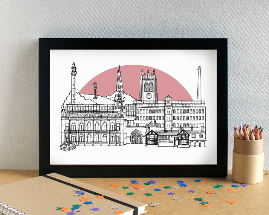 Halifax Landmarks Skyline Art Print