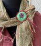 Handmade and hand painted fabric pin brooch with rose design  - Image 4