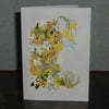  greetings card original hand painted floral 7x5" (ref 715)
