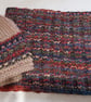 Handknit chunky wool hat and cowl set blue rust - Image 6