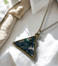 Chrysocolla Brass plated Triangle Worry Stone Necklace - Free Postage - Image 4
