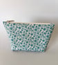 Make up bag, small toiletry bag, water resistant lining, in cream and blue - Image 4
