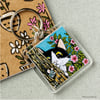 Sneaky Tuxedo Cat & Mouse Keyring - Square