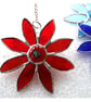 Dichroic Daisy Red Suncatcher Handmade Stained Glass 012 - Image 1