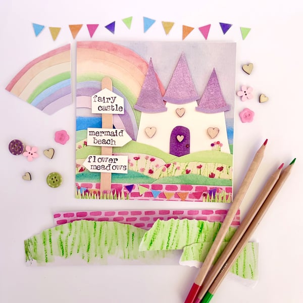 Fairy Castle - printed greetings card 