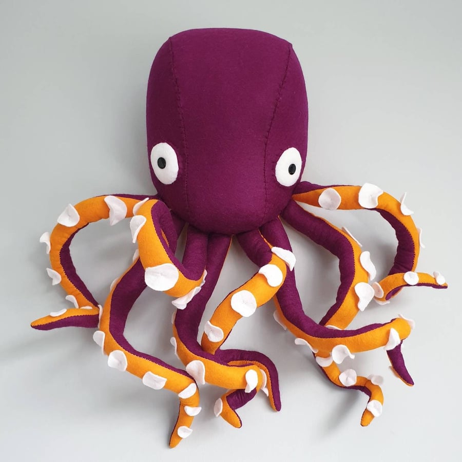 OCTOPUS - Felt Faux Taxidermy - Wall Mounted Animal Head