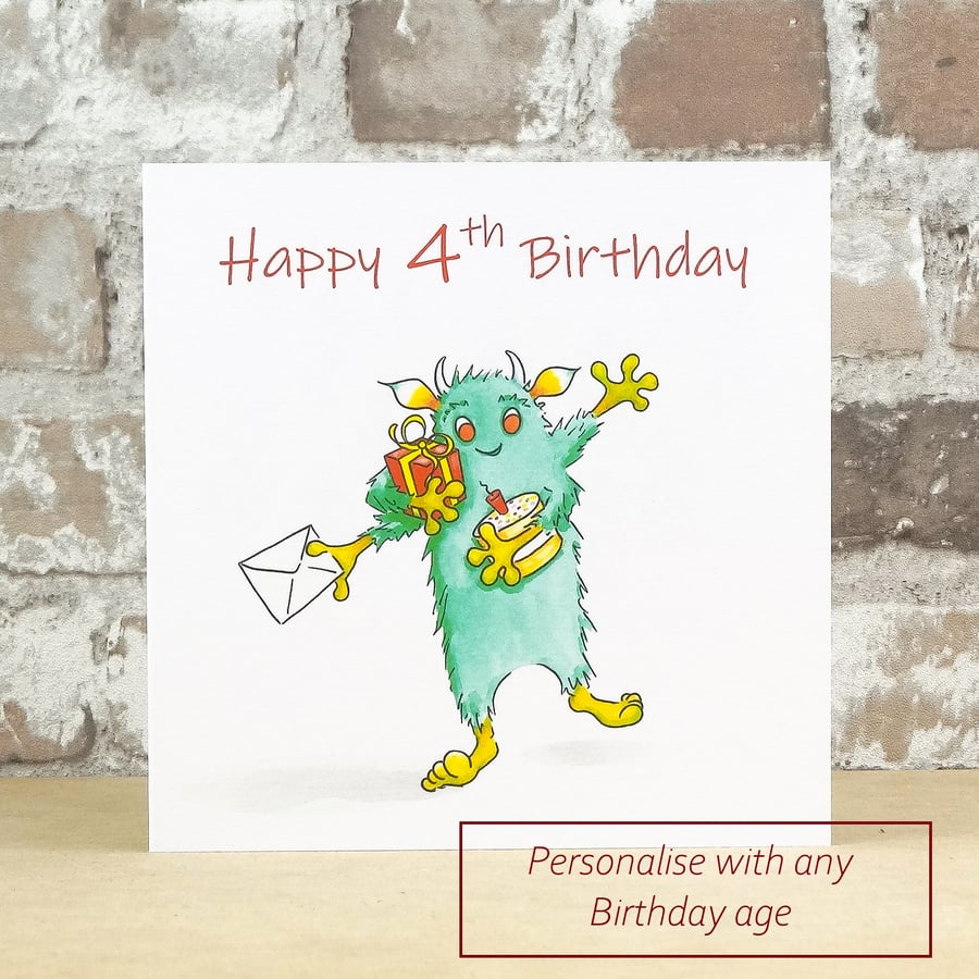 Birthday Card Monster - Personalised with any Birthday age