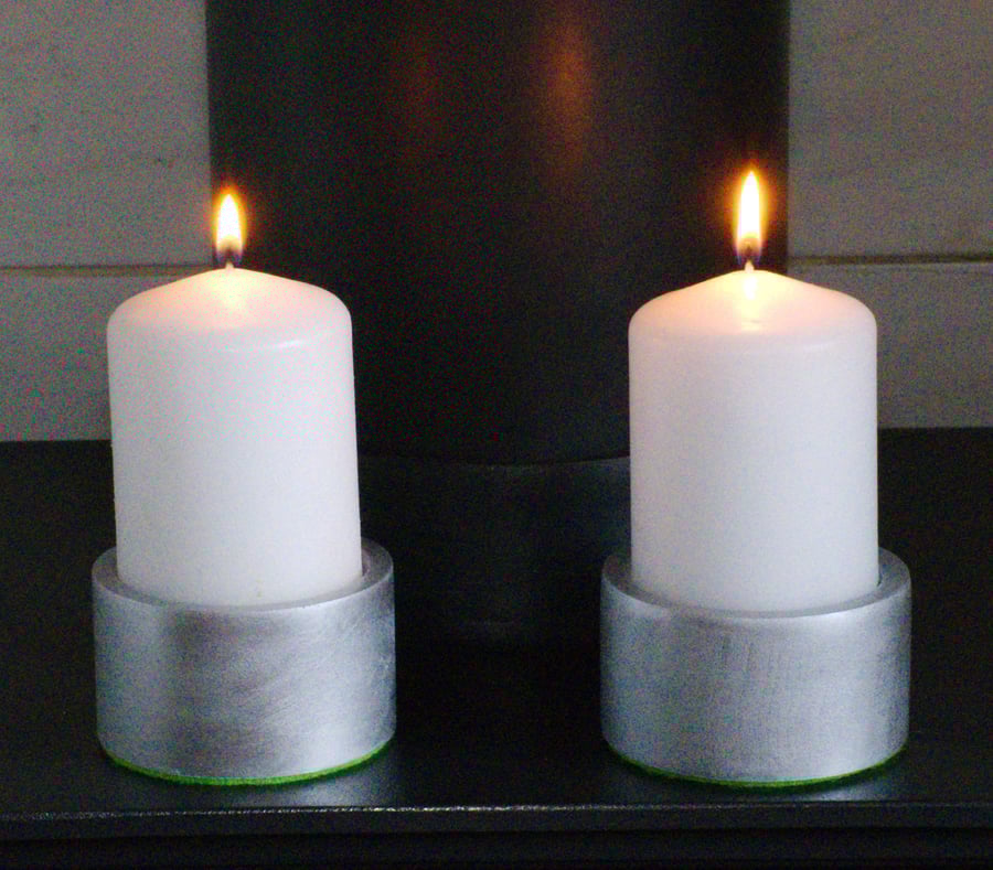 Turned wooden candle holder