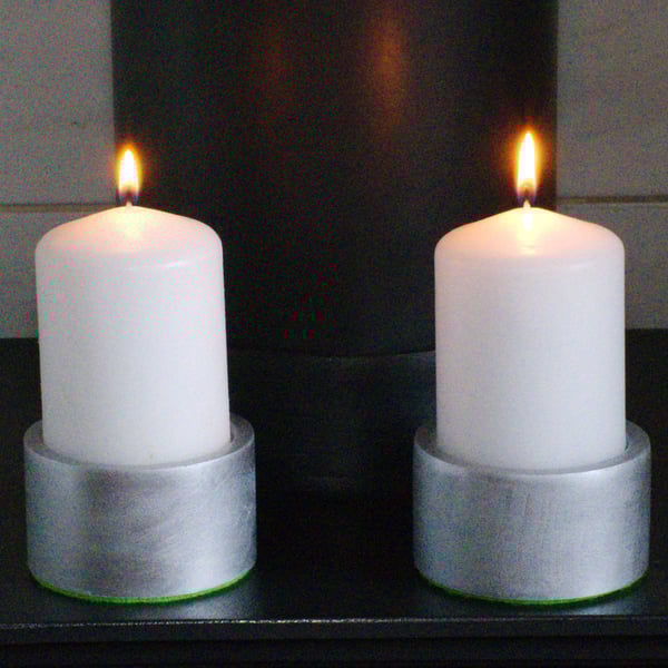 Turned wooden candle holder