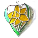 Daffodil Heart Suncatcher Stained Glass 036