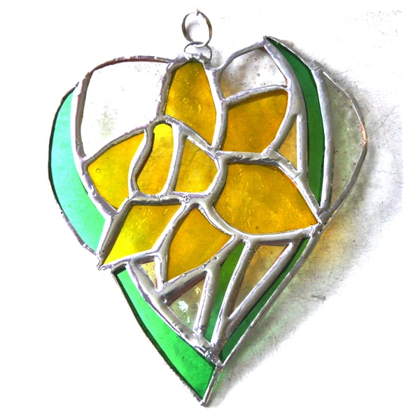 Daffodil Heart Suncatcher Stained Glass 037