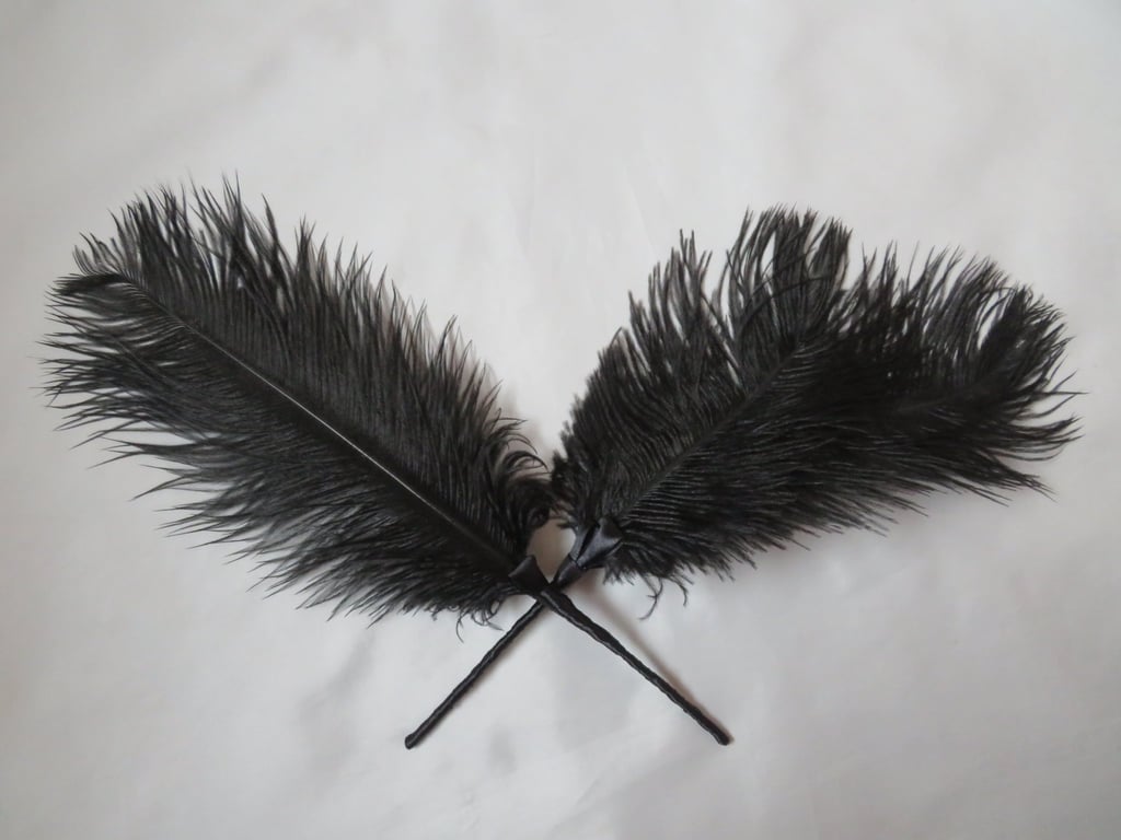 Black Regency-Inspired Ostrich Feather Plume Hair Piece Fascinator Jane Austen