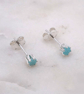 Amazonite Facet 3mm Gemstone 6 Prong Sterling Silver Stud Earrings. - Image 4