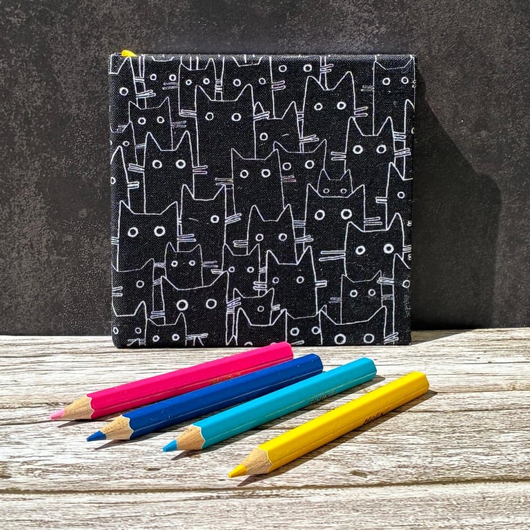 Handmade Black Cat 10 x 10 Notebook, Sketchbook, Journal - Pick a colour