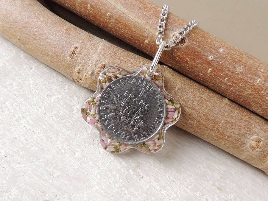 French Coin Flower Necklace - 425