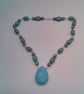 Turquoise and Metal Spacer Beaded Rosary Style Necklace, Gift for Her, Necklace - Image 9