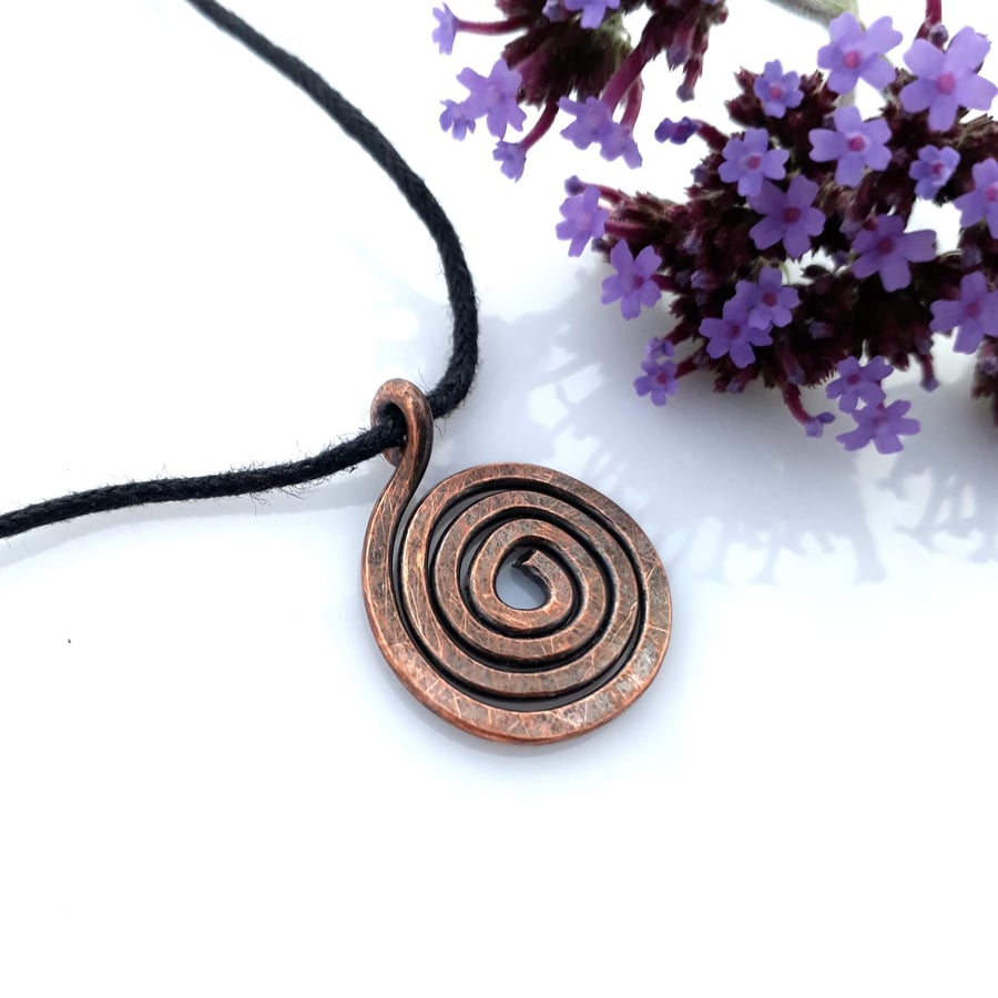 Copper Spiral Pendant Necklaces, Christmas Gifts for Him and Her