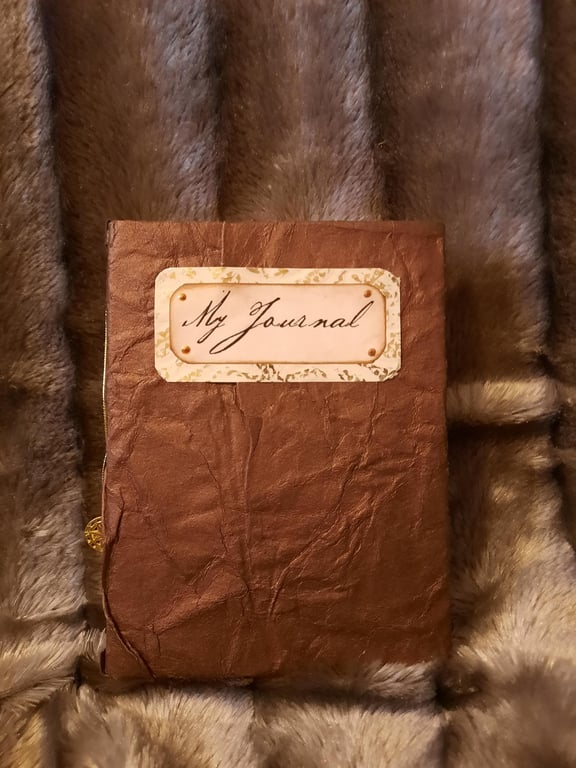 A5 Journal Diary Brown Handmade Paper and Gold Accents