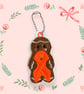 ADHD awareness ribbon Gingerbread person Embroidered keyring