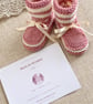October Birthstone Baby Booties – Hand Knitted Pink & Cream Keepsake Gift - Image 7
