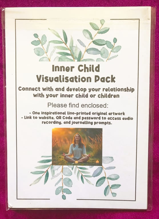 Inner Child Meditation Pack, including A5 print, meditation, journalling prompts