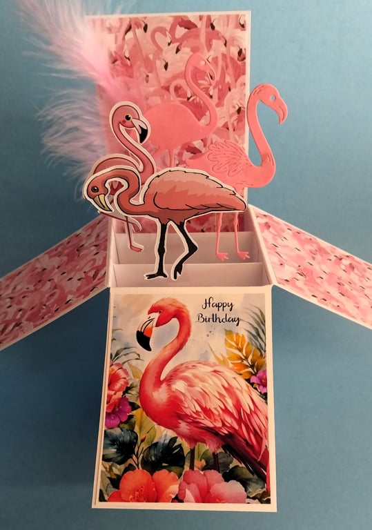 Ladies Birthday Card With Flamingos 