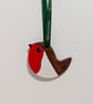 Clay robin Christmas tree decoration,  garden bird Christmas decor  - Image 6