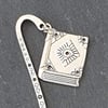 Patterned Metal Bookmark with Book Charm - Teacher's Thank You