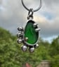 Sea Glass Splash - green sea glass set in sterling silver with a touch of gold - Image 5