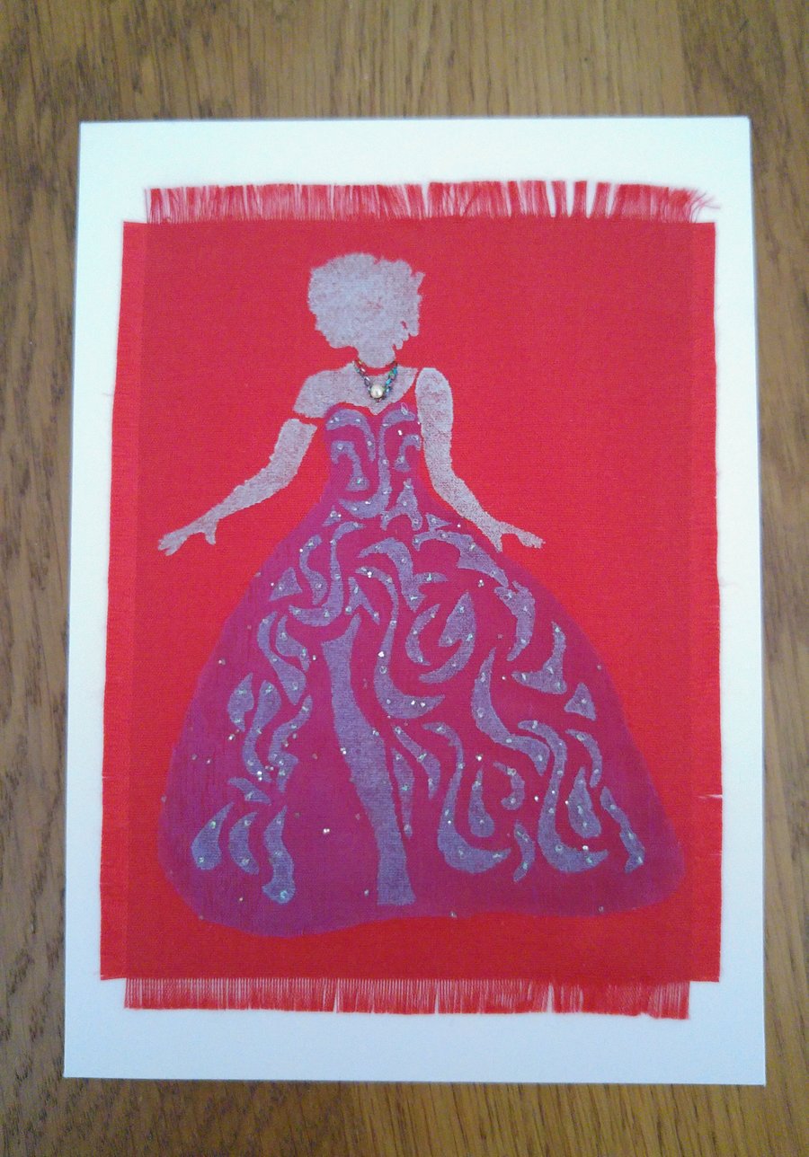 Lady on Red Blank Card