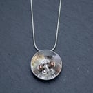 Silver and bronze granulated pendant