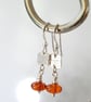 Textured Sterling Silver & Amber Small Drop Earrings  - Image 2