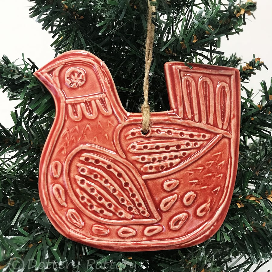  Ceramic Partridge decoration Pottery Bird red