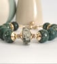 Green chunky gemstone  bracelet, woodland jasper & marcasite  - Image 3