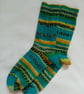 Hand-cranked Knitted Ribbed Wool Socks Size 6 to 7 - Image 2