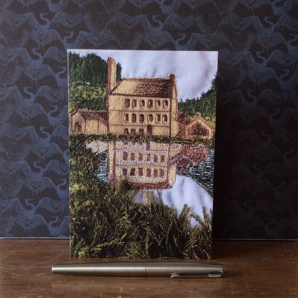 Embroidered Yorkshire Mill Landscape Card.