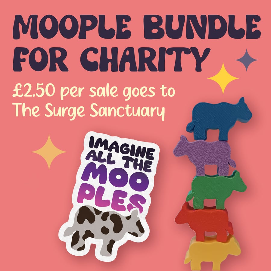 Moople token & sticker set - meeples, cow token, boardgame tokens, sticker