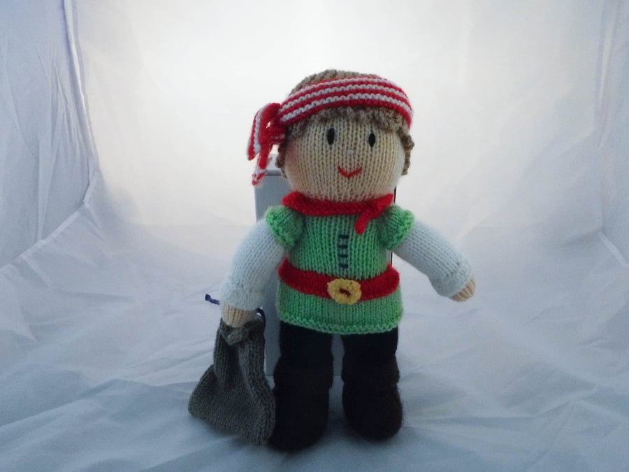 Hand Knitted Pirate Doll - Collectable Doll or Children's Toys